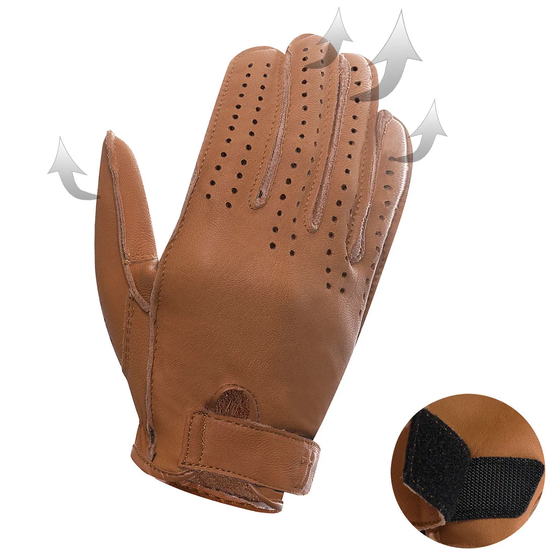 Harssidanzar Motorcycle Gloves for Men, Breathable Leather Driving Gloves with Palm for BMX ATV MTB,Driving,Cycling,HikingGM038