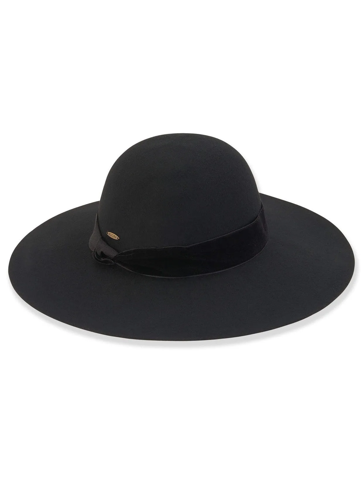Hat - Black-Wool Felt Floppy -4'Brim-Women's-Ad1259A