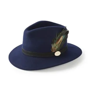 Hicks & Brown Suffolk Classic Feather Fedora Hat - Navy
