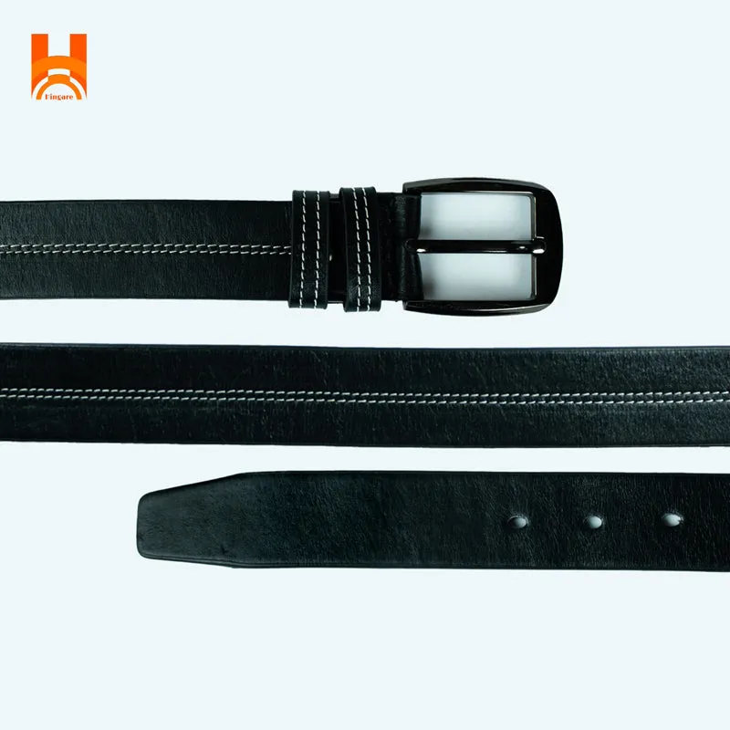 Hingare Men's Double Stitching Leather Belt 100% Genuine Leather Belts (Enclosed in Gift Box)