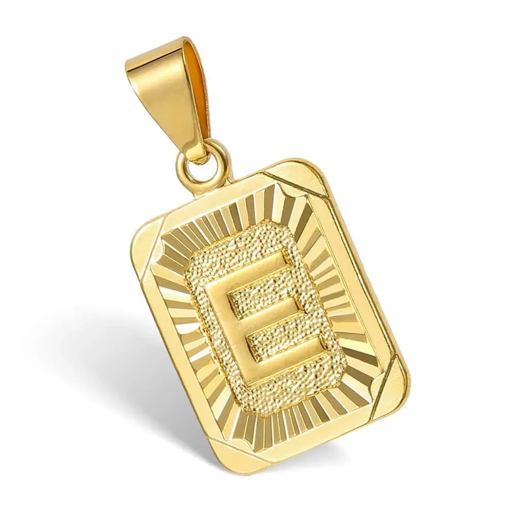 Initial Letter Pendant Necklace for Women Men Gold Curb Chain Jewelry