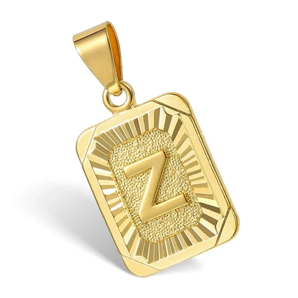 Initial Letter Pendant Necklace for Women Men Gold Curb Chain Jewelry