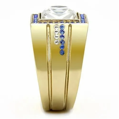 Jewellery Kingdom Mens Signet Square Cubic Zirconia Princess Cut Sapphire 6 Carat Ring (Gold)