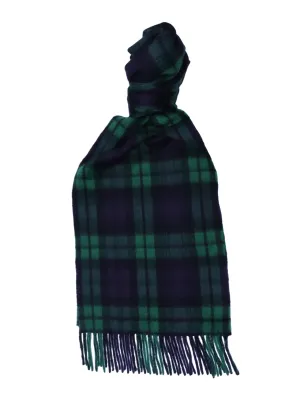 JOSHUA ELLIS CASHMERE SCARF - NAVY/GREEN TARTAN