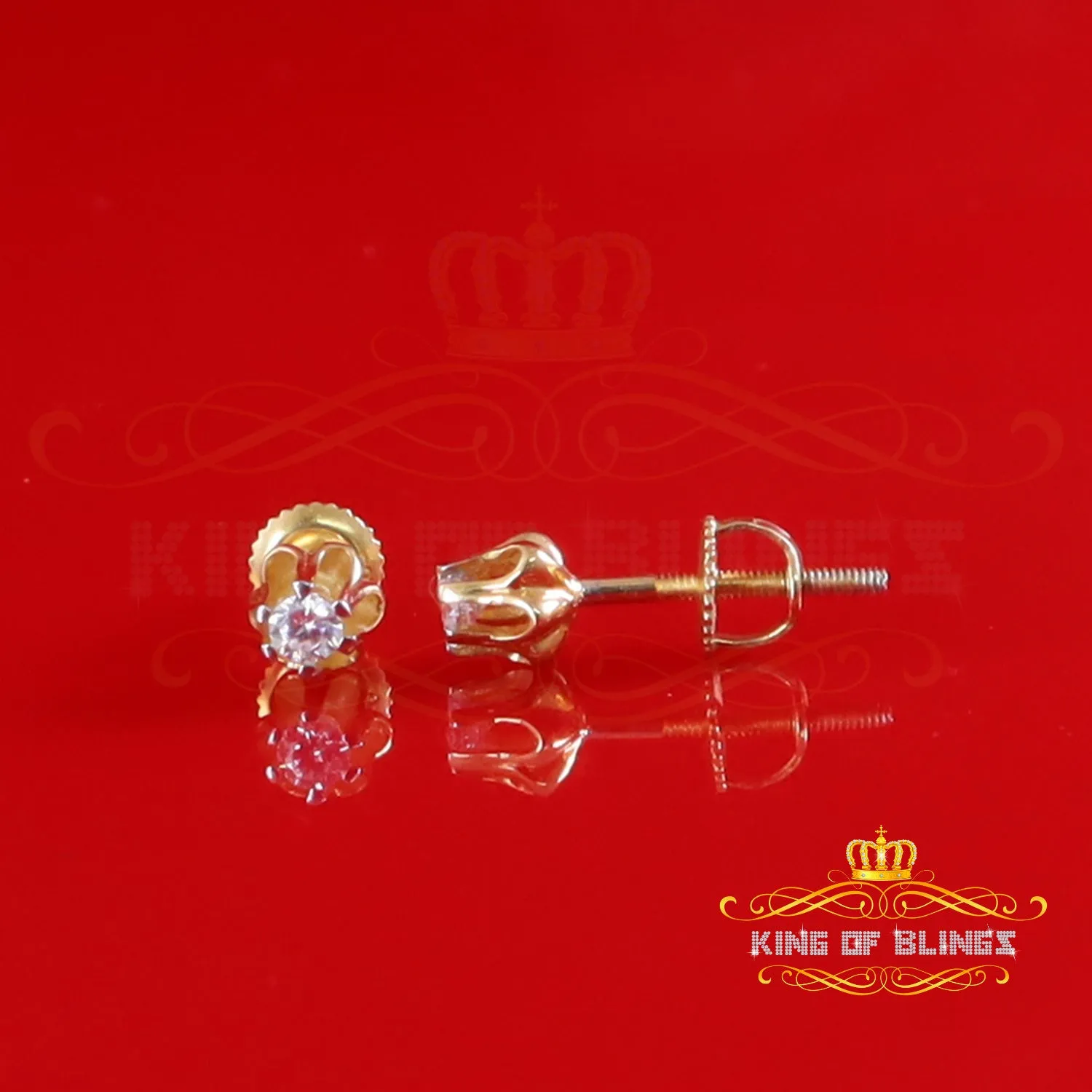 King  of Bling's 0.10ct Silver Moissanite European cut Yellow Buttercup Stud Earings for Women