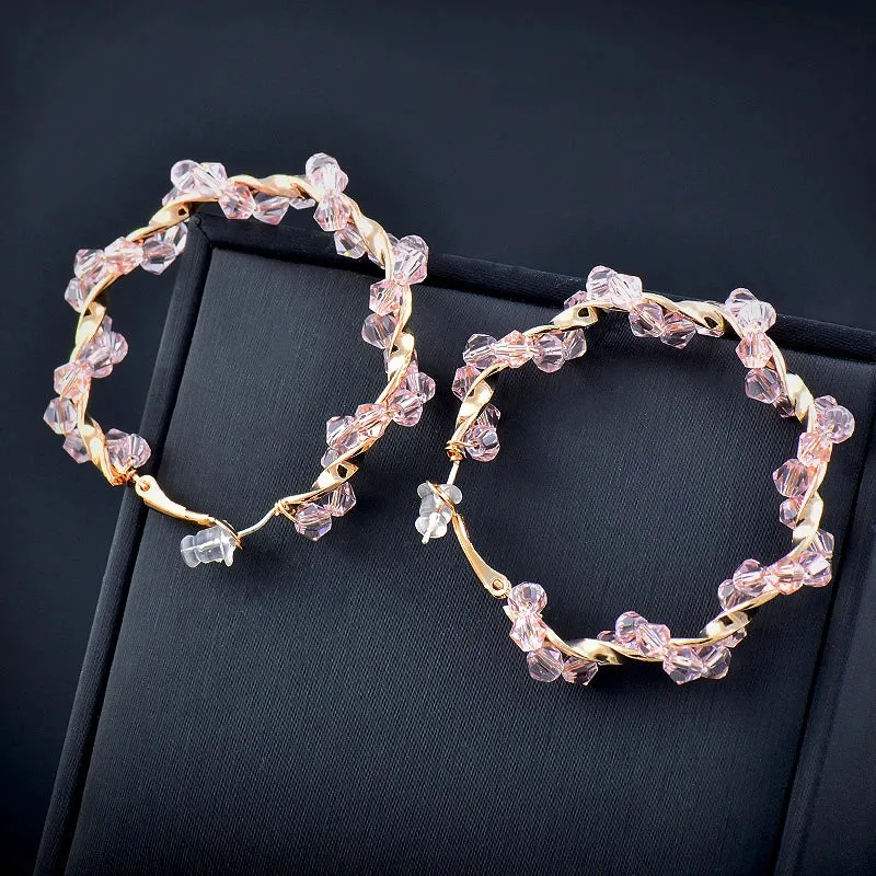 korean fashion Purple White Pink Big Earrings for Women