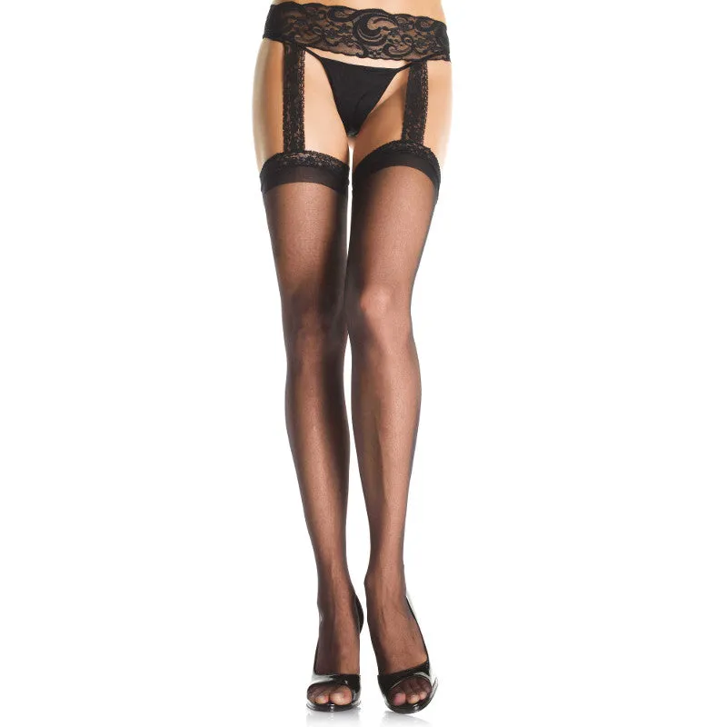 Lace Garterbelt Stockings Black - Leg Avenue