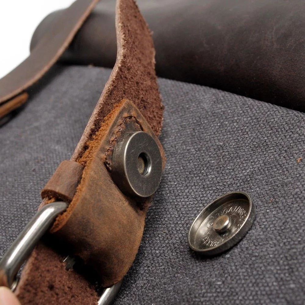 Leather Canvas Backpack 15.6 inch