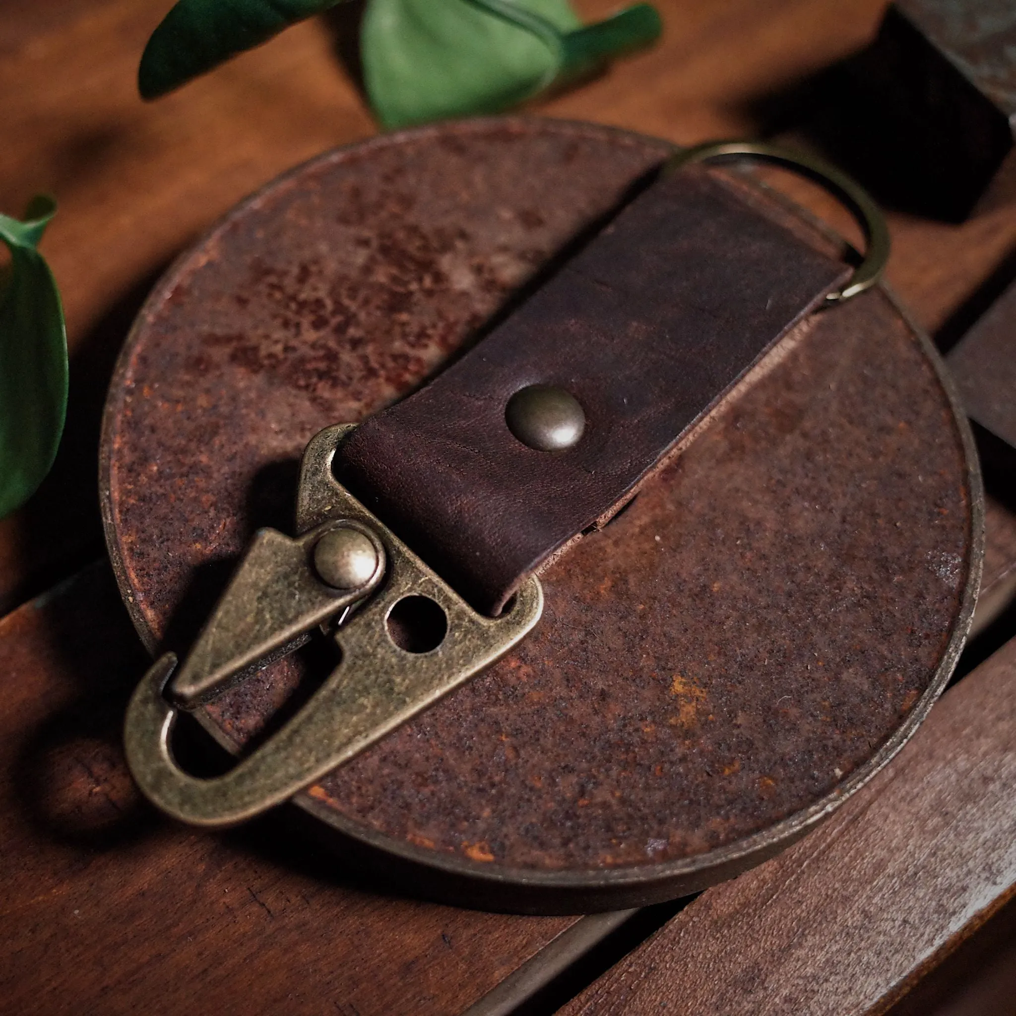 Leather Carabiner Keychain – Dark Brown Edition