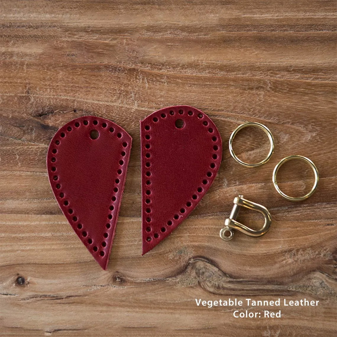 Leather Couple Loving Heart Keychain DIY Kits
