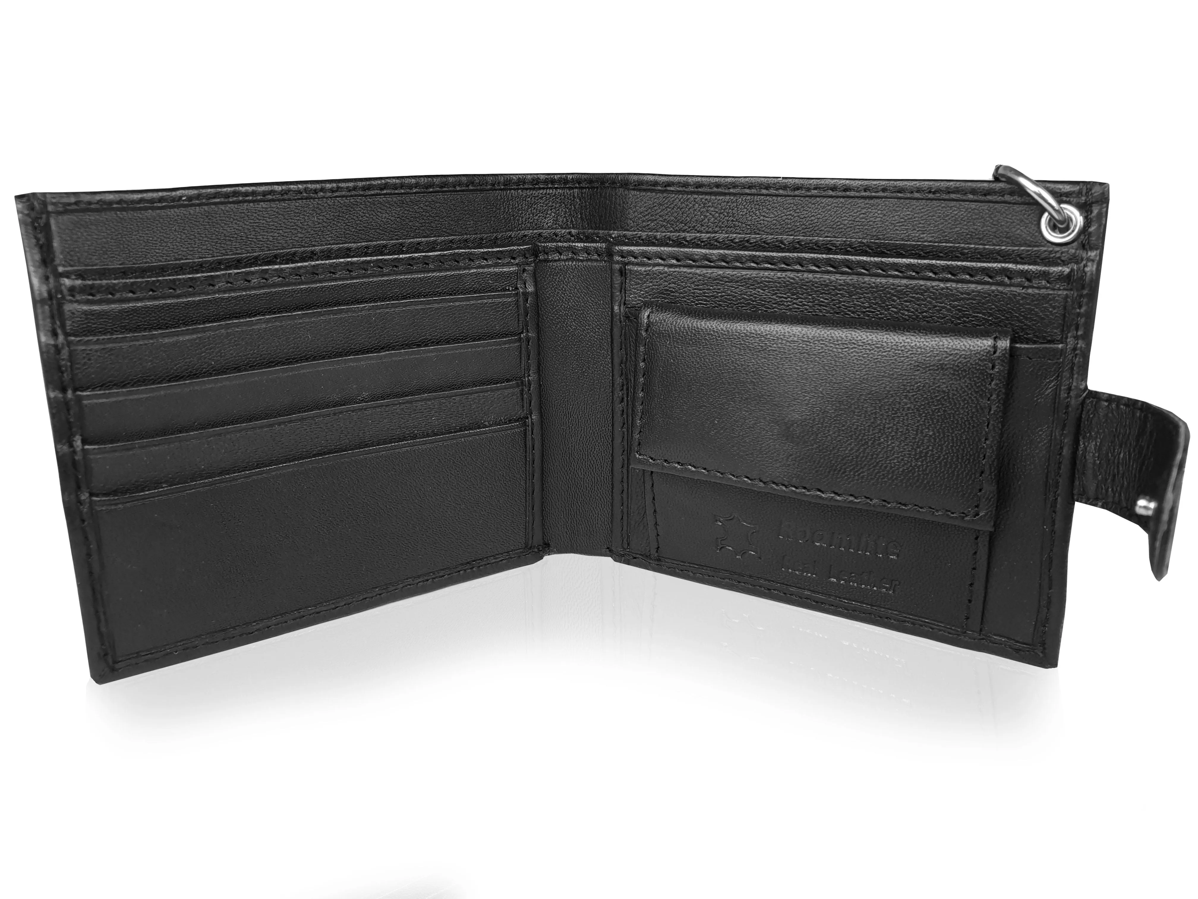 Leather Men's Chained Wallet, RFID Protected Card Slots, Coin Pocket - Mans Gift