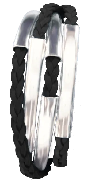 Leather Wrap Bracelet w Silver Crescents the Addison