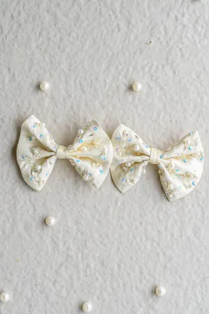 Lumina - Pearl White Hairclips Set of 2