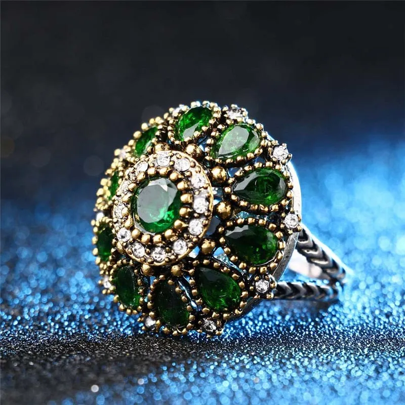Luxury Crystal Flowers Ring For Women Jewelry Fashion Rings
