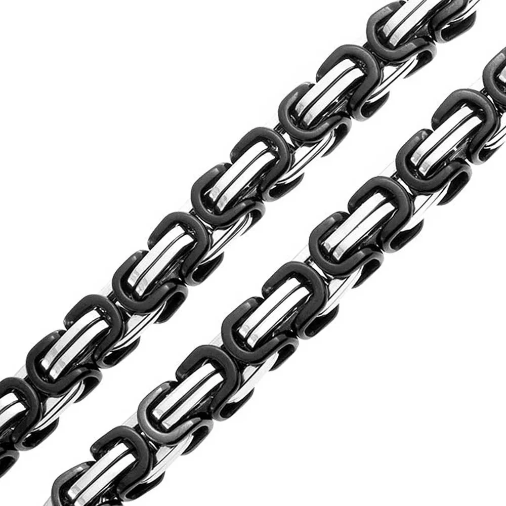 Mechanic Byzantine Biker Necklace for Men Black Gold Silver 20-30 Inch 8MM Chain