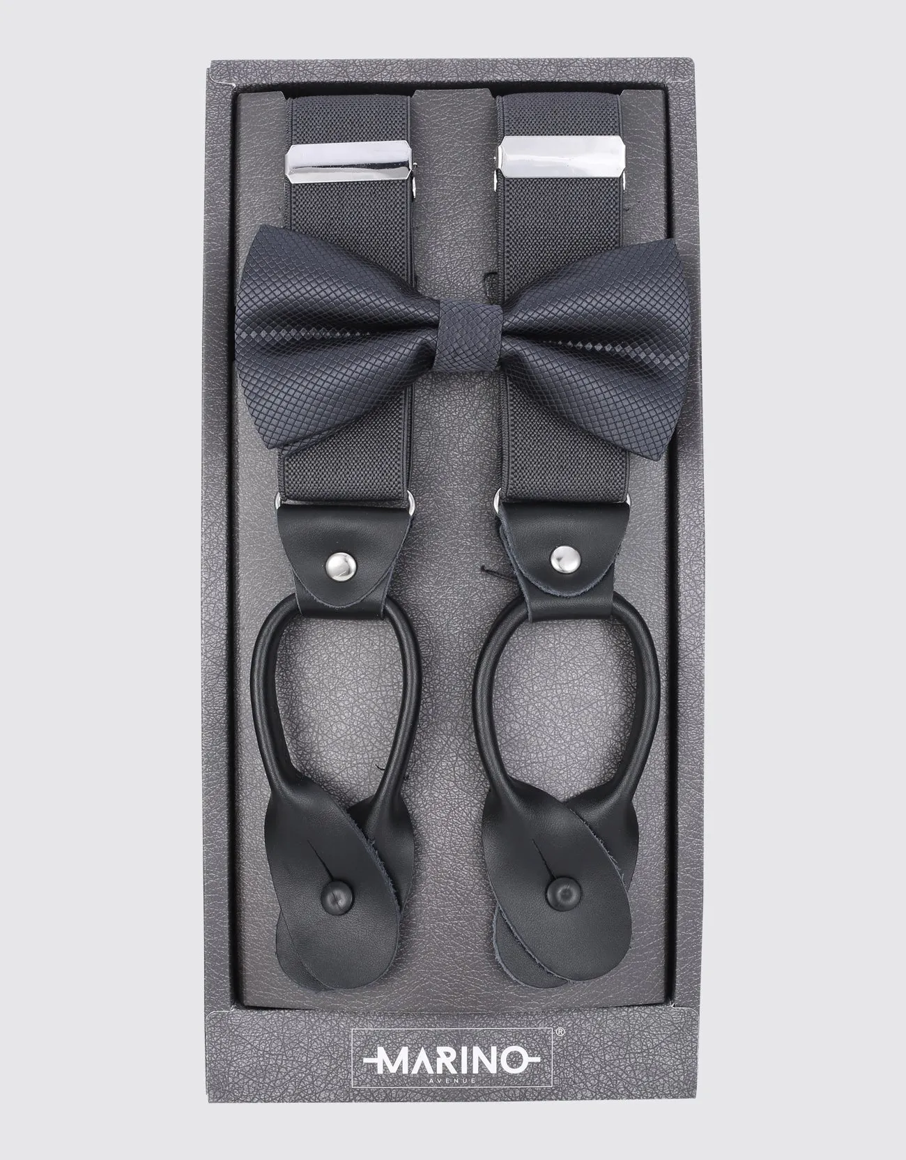 Men's Double Looped 1.25" Wide Suspender Bow Tie