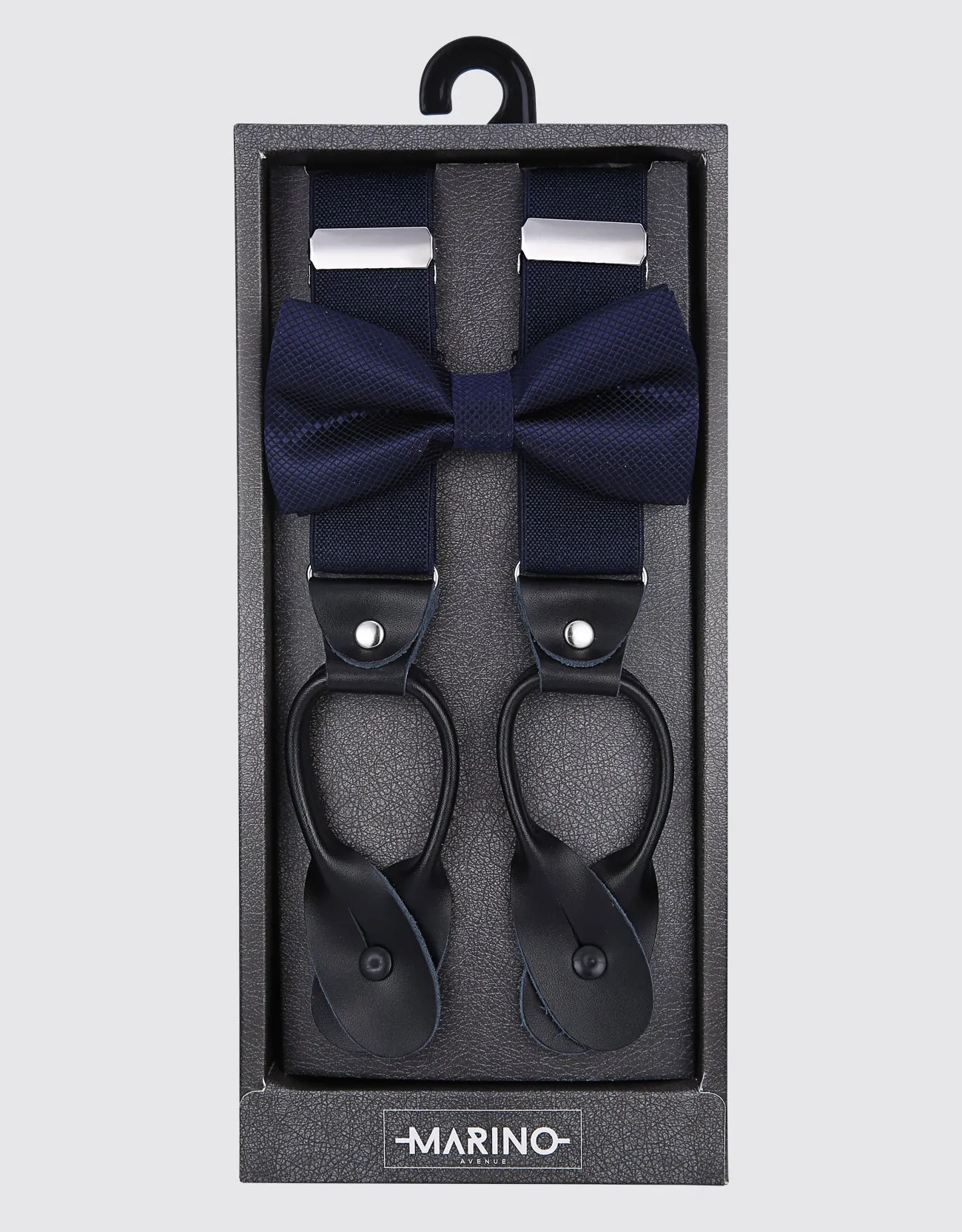 Men's Double Looped 1.25" Wide Suspender Bow Tie