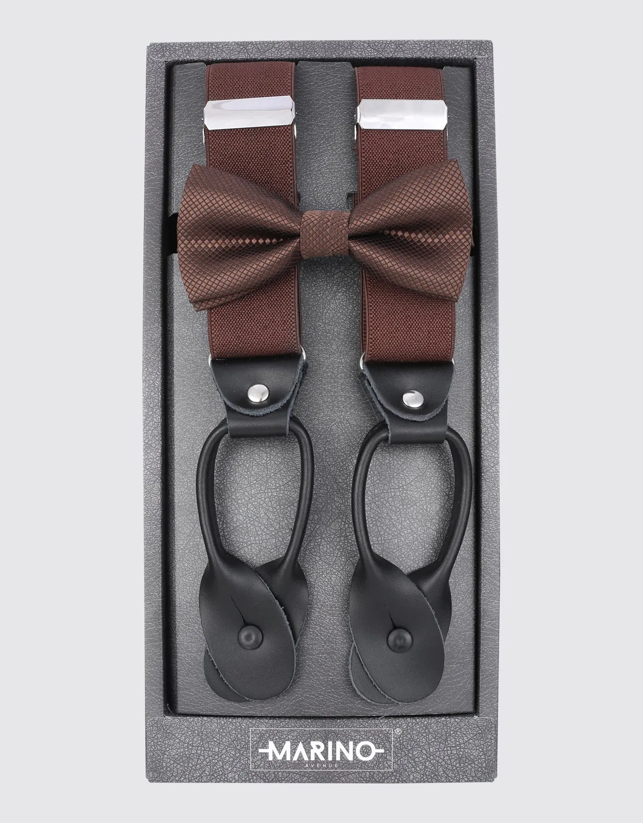Men's Double Looped 1.25" Wide Suspender Bow Tie