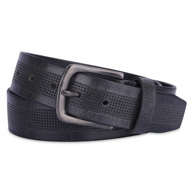 Men's Genuine Leather Belt with Textured Design | 40 inches | Black