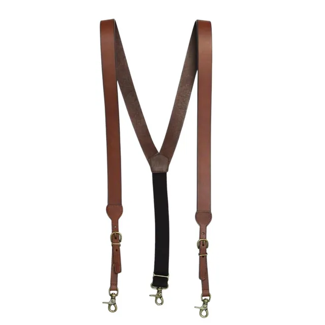 Mens HDXtreme Smooth Leather Gallus Suspenders - Brown