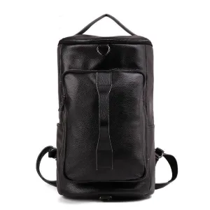 Mens Leather Cylindrical Backpack Large
