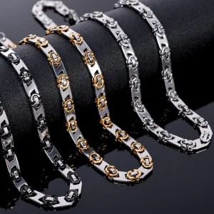 Men's Necklaces Black Gold Plated Silver Color Stainless Steel Chain Choker Necklace