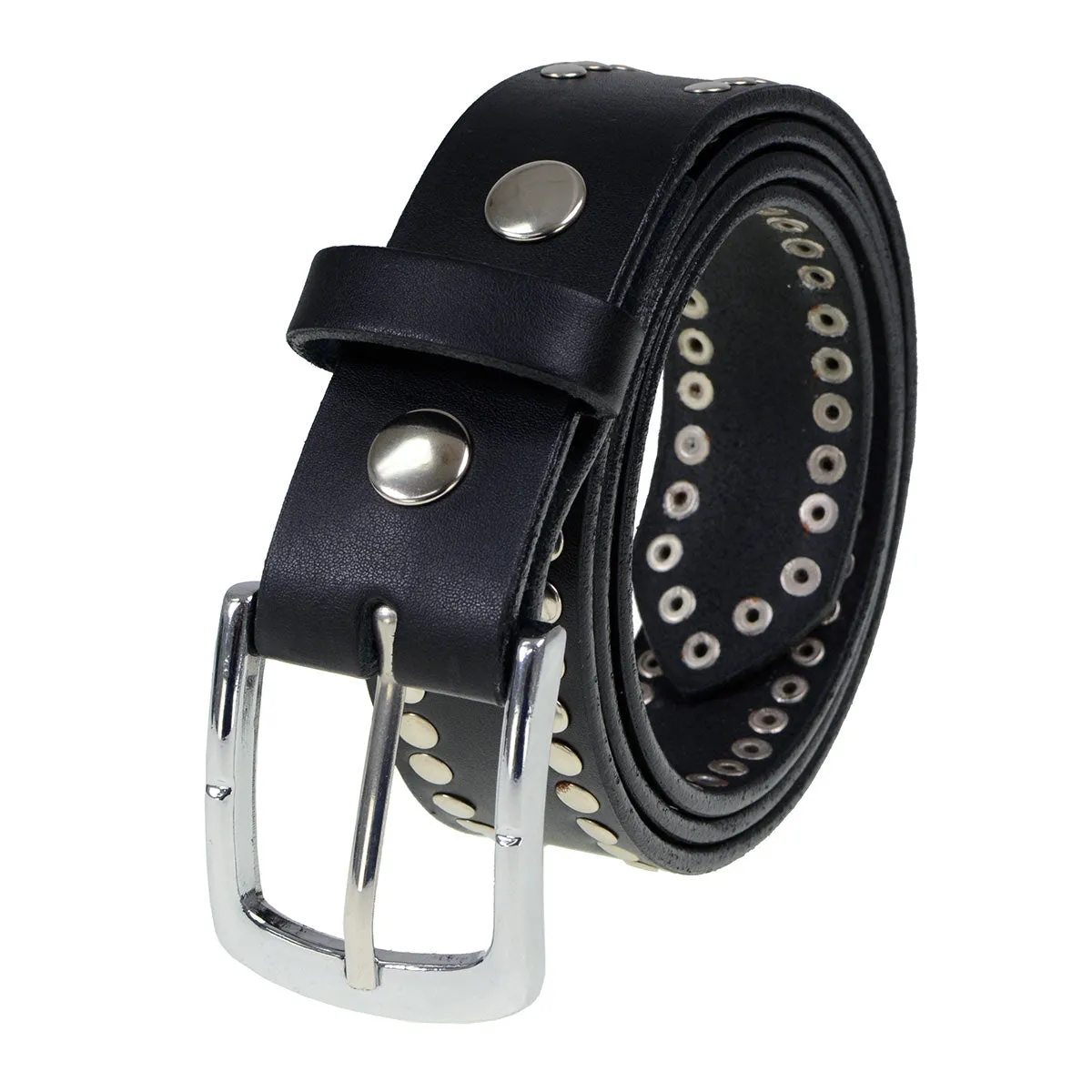 Milwaukee Leather MP7104 Men's Studded Black Genuine Leather Belt for