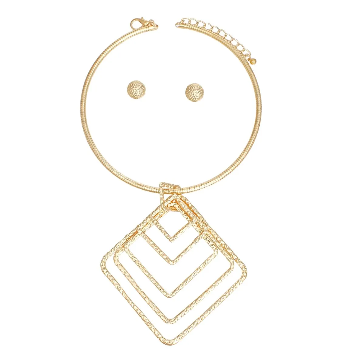 Necklace Gold Concentric Diamond Dangle Pendant