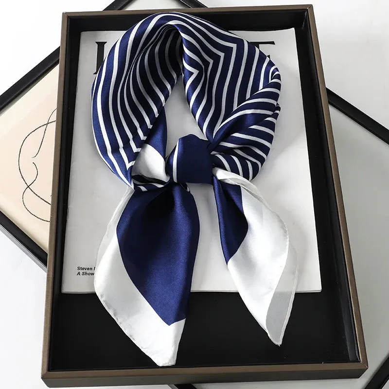 New Women's Silk Satin Hair Scarves Fashion Square Printed Headscarf 70cm Elegant Versatile Accessory for Chic Styling