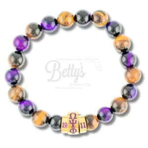 Omega Psi Phi 1911 Purple & Gold Marbled Beaded Bracelet