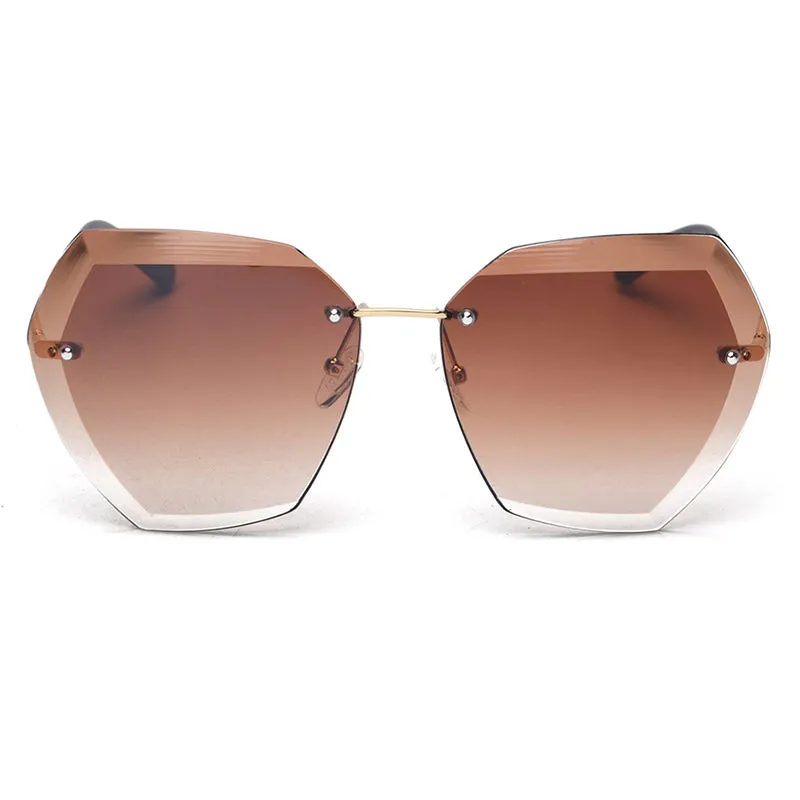 Oversized Women's Fashion Rimless Square Sunglasses