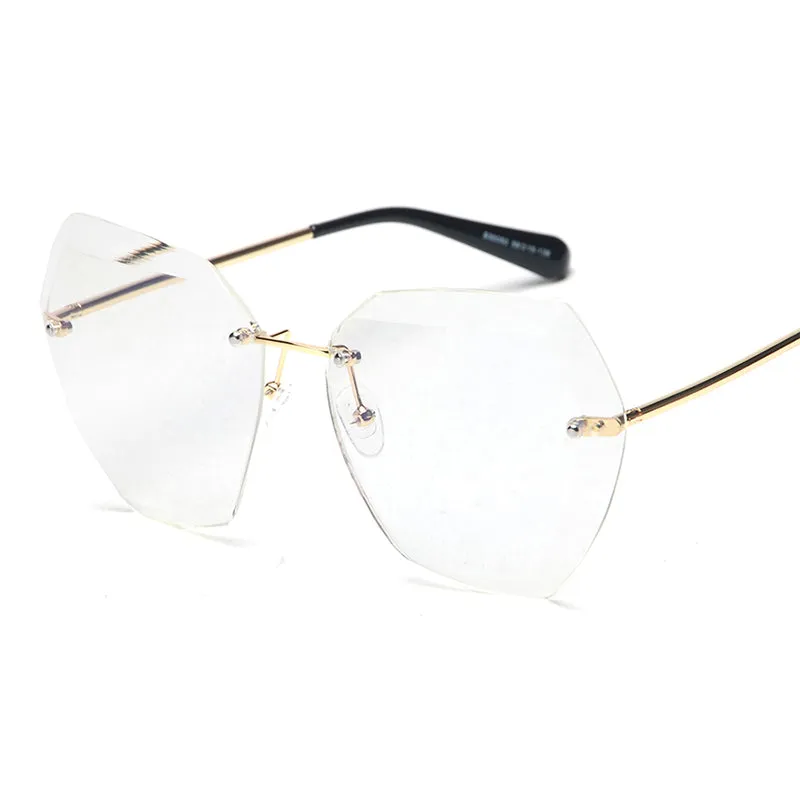 Oversized Women's Fashion Rimless Square Sunglasses