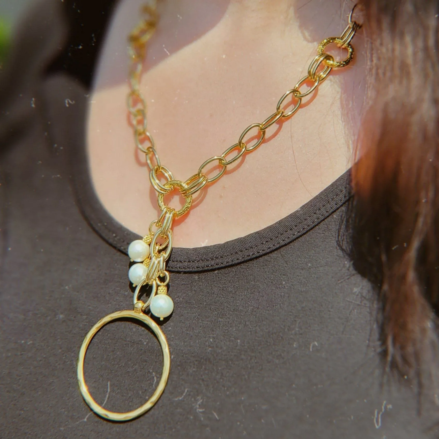 Pearl Cascade Gold Chain Necklace