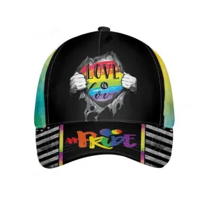Pride Love Is Love Lgbt Baseball Cap, Lesbian Pride Accessories Classic Cap For Pride Month