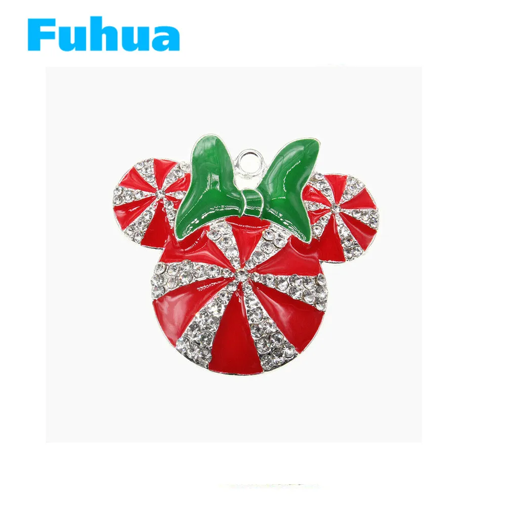 Product Cute rhinestone enamel mouse head pendant, fashion accessory, perfect gift for women, holiday pendant