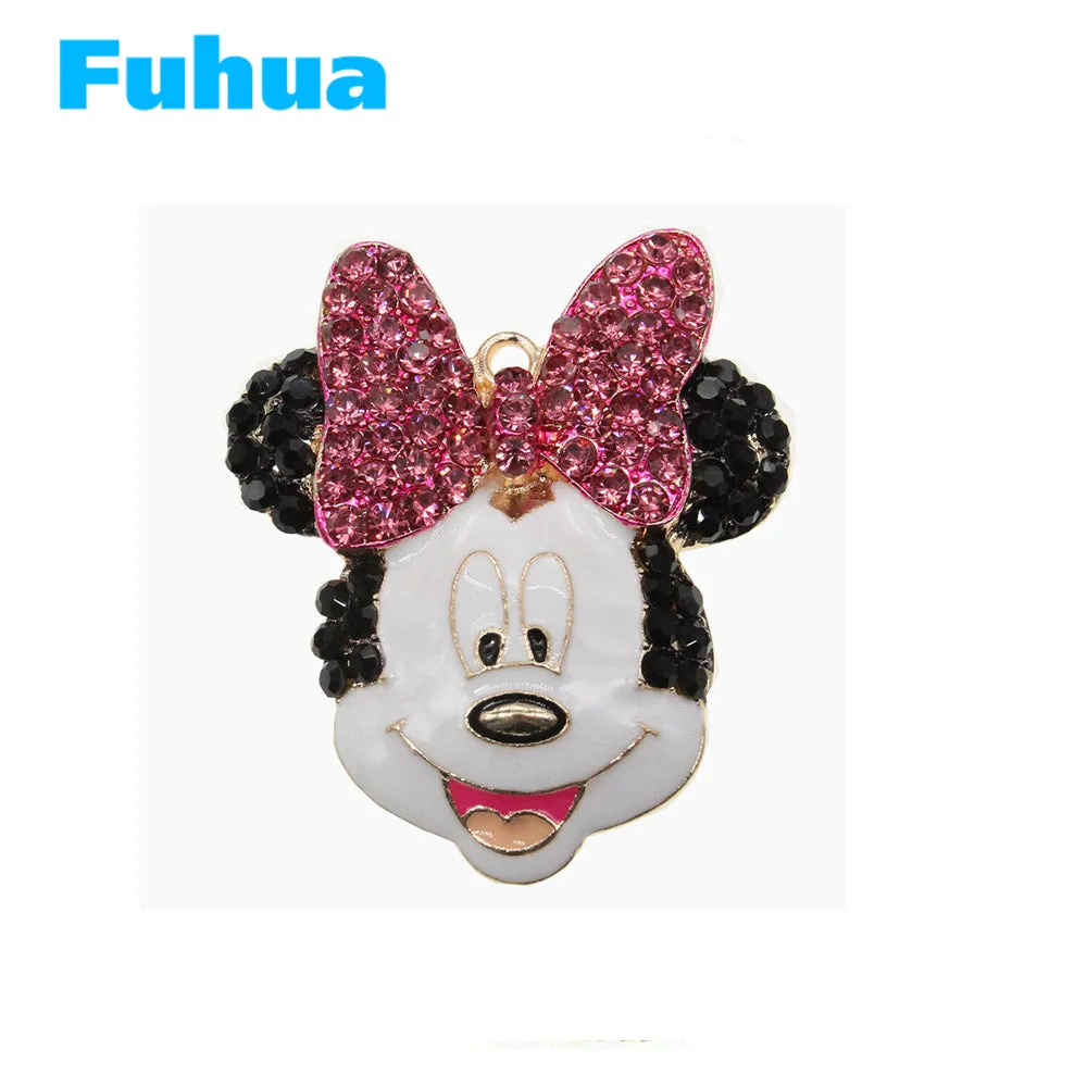 Product Cute rhinestone enamel mouse head pendant, fashion accessory, perfect gift for women, holiday pendant