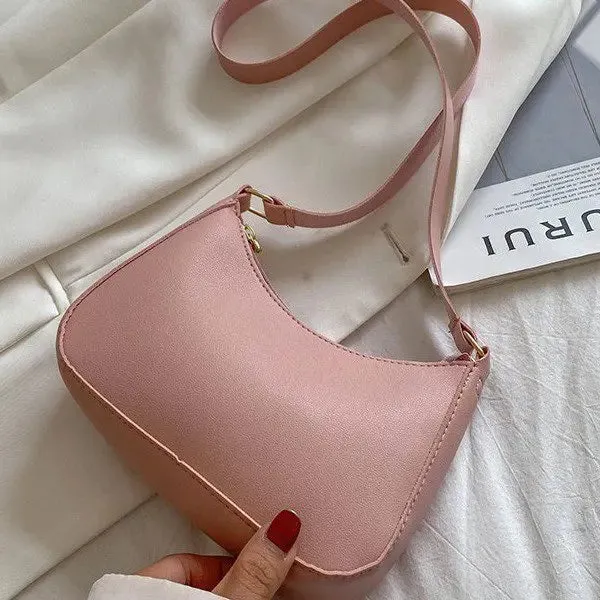 Retro Solid Color PU Leather Shoulder Underarm Bag Women's Fashion Handbags Casual Hobos Purses and Handbag Ladies Hand Bags