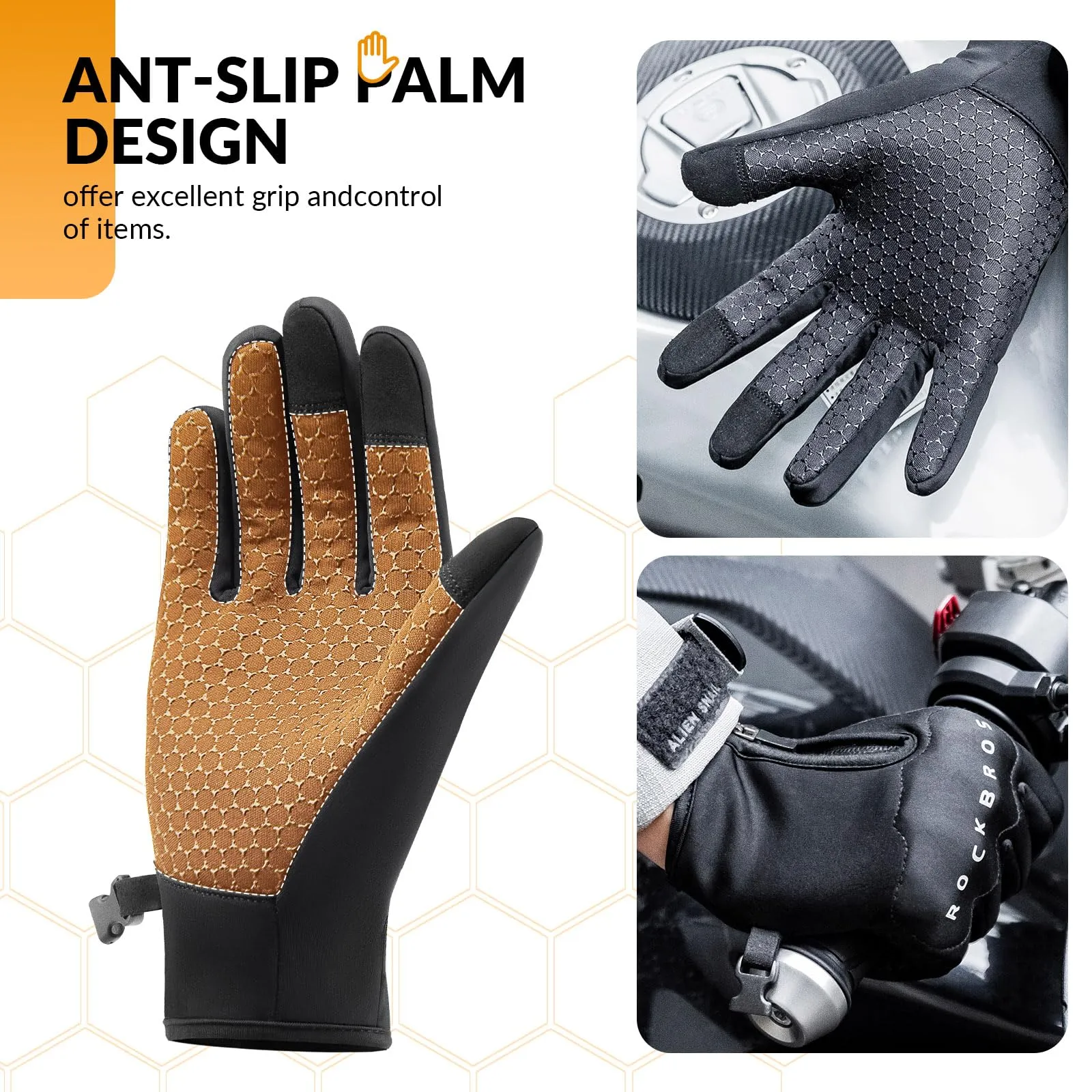 ROCKBROS Winter Windproof Thermal Anti-Slip Touchscreen Unisex Cycling Gloves