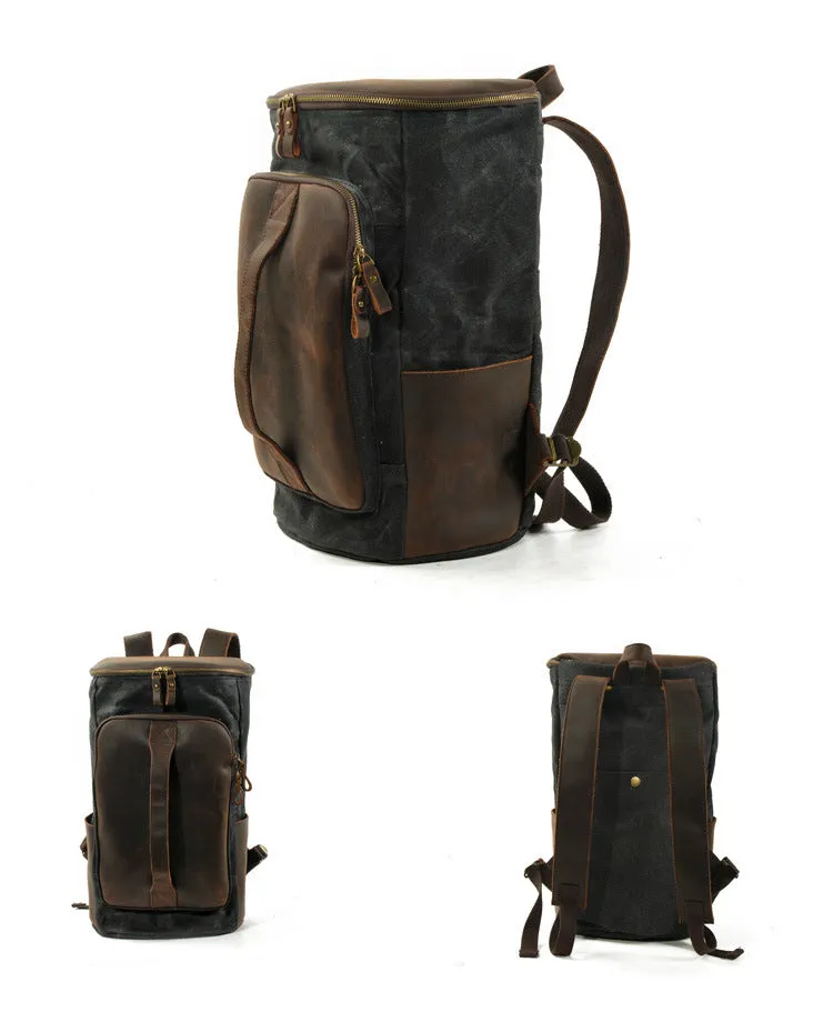 Roomy Capacity Leather Canvas Backpack 6139