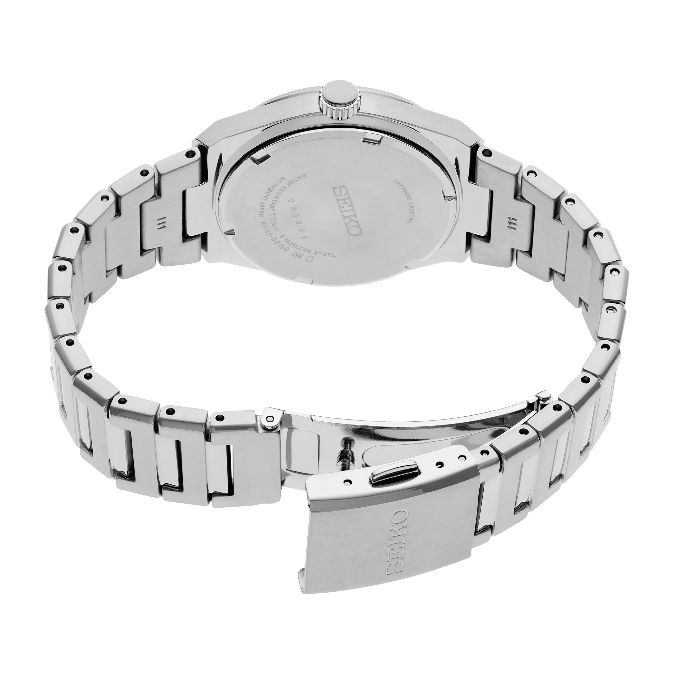 Seiko Women's Blue Dial Silver Stainless Steel Band Analog Quartz Watch - SUR575