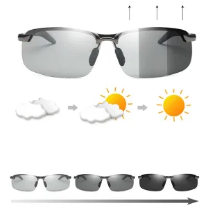 Self-tinting Polarized UV Sports Glasses Photochromatic Bicycle Sunglasses - Black
