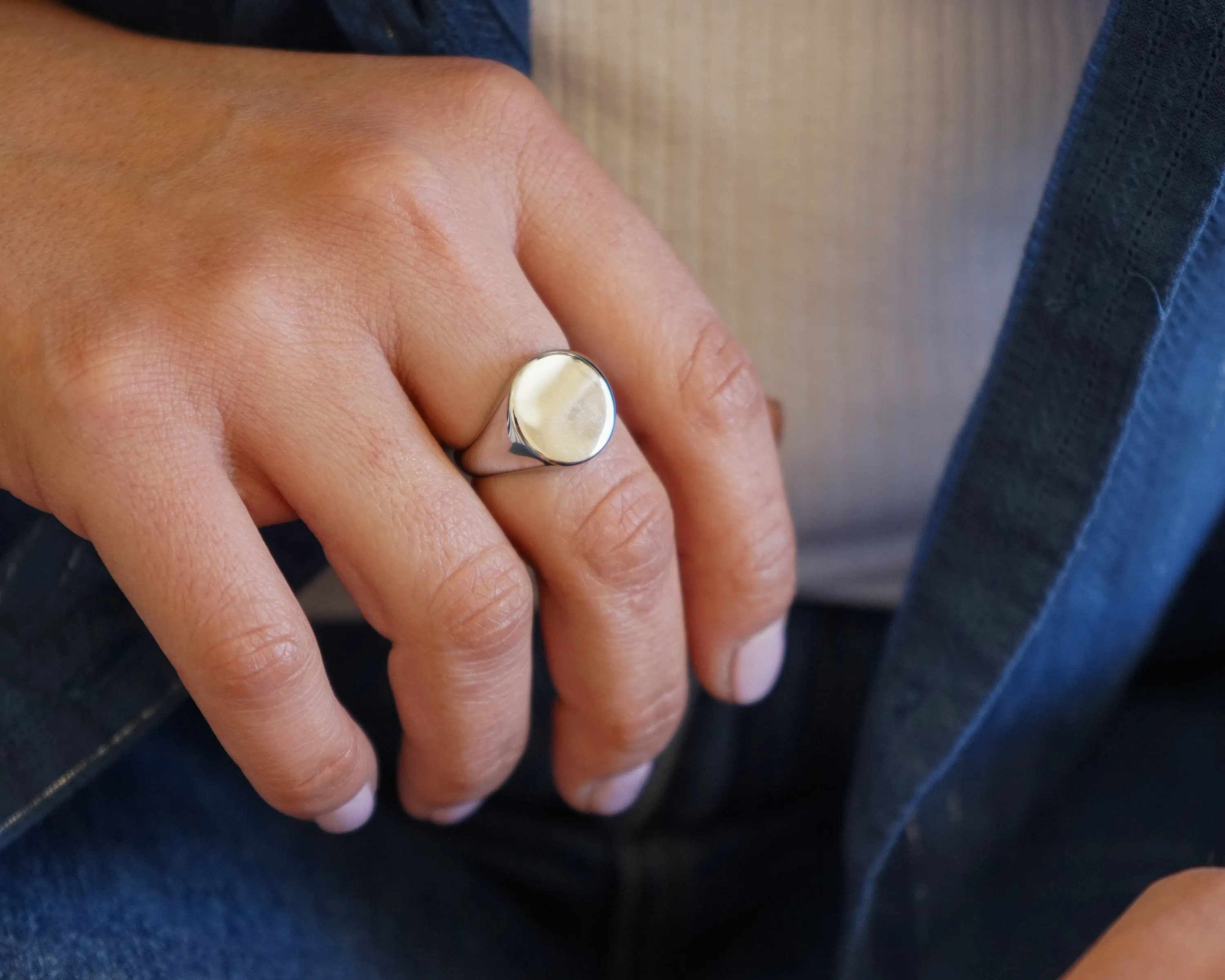 Silver Classic Round Signet Ring
