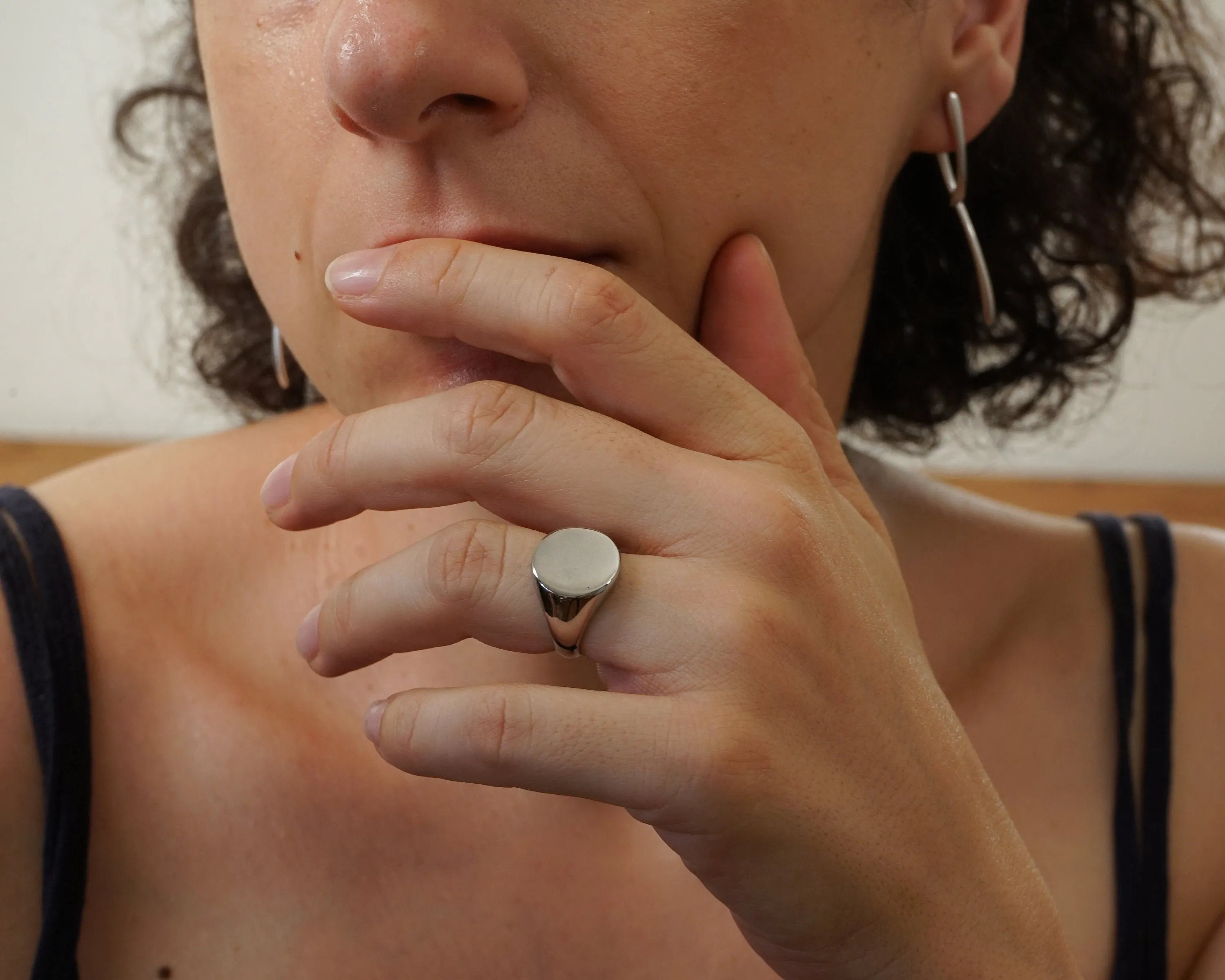 Silver Classic Round Signet Ring