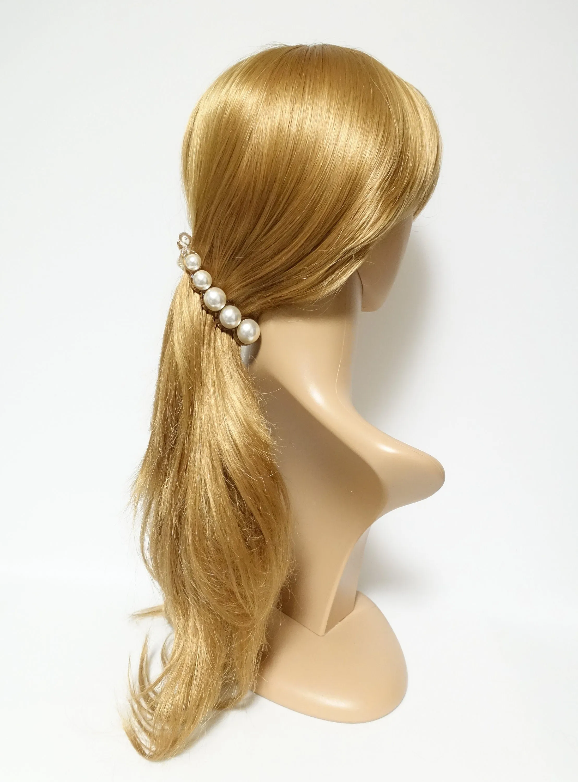 Sleek pearl ball decorated banana hair clip elegant women hair accessory