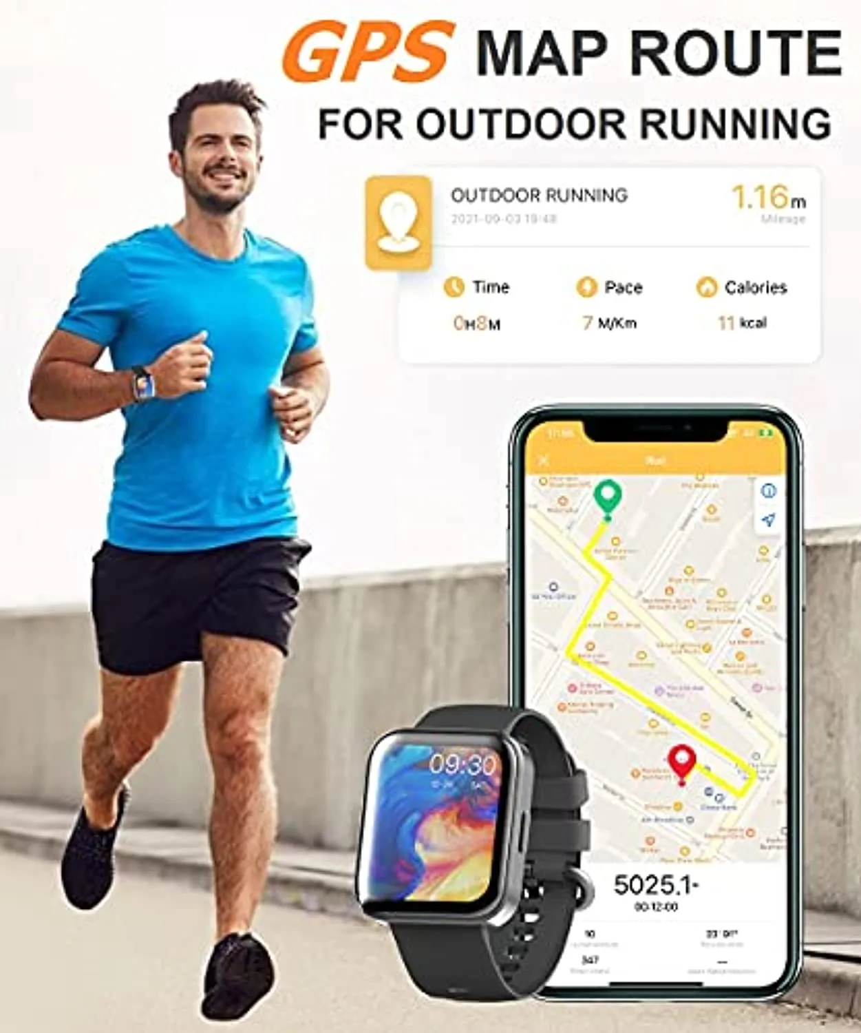 Smart Watch for Android Phones iPhone Compatible IP68 Waterproof Smartwatch Touch Screen Fitness Tracker Fitness Watch Heart Rate Monitor Blood Oxygen Smart Watches for Men Women