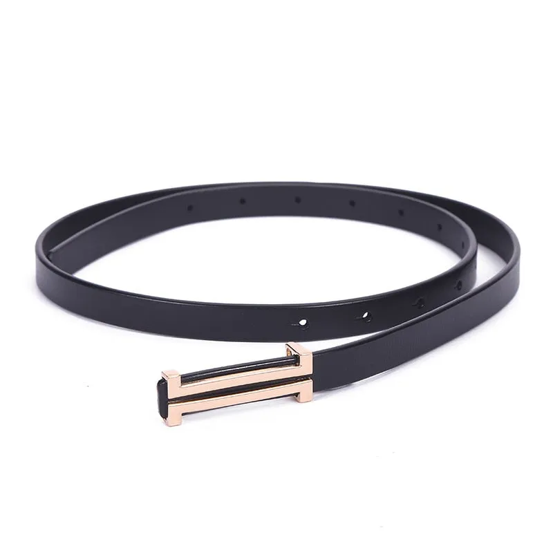 Solid Color Genuine Leather H Buckle Belt - 5 Colors