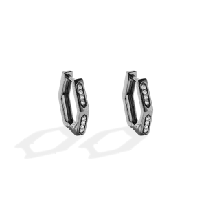 Star Wars™ Fine Jewelry THE TIE FIGHTER WOMEN'S HOOP EARRINGS 1/5 CT.TW. Diamonds, Sterling Silver