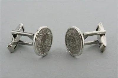 Sterling Silver Mayan Calendar Cufflinks - sterling silver