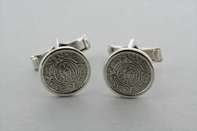 Sterling Silver Mayan Calendar Cufflinks - sterling silver