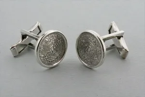 Sterling Silver Mayan Calendar Cufflinks - sterling silver